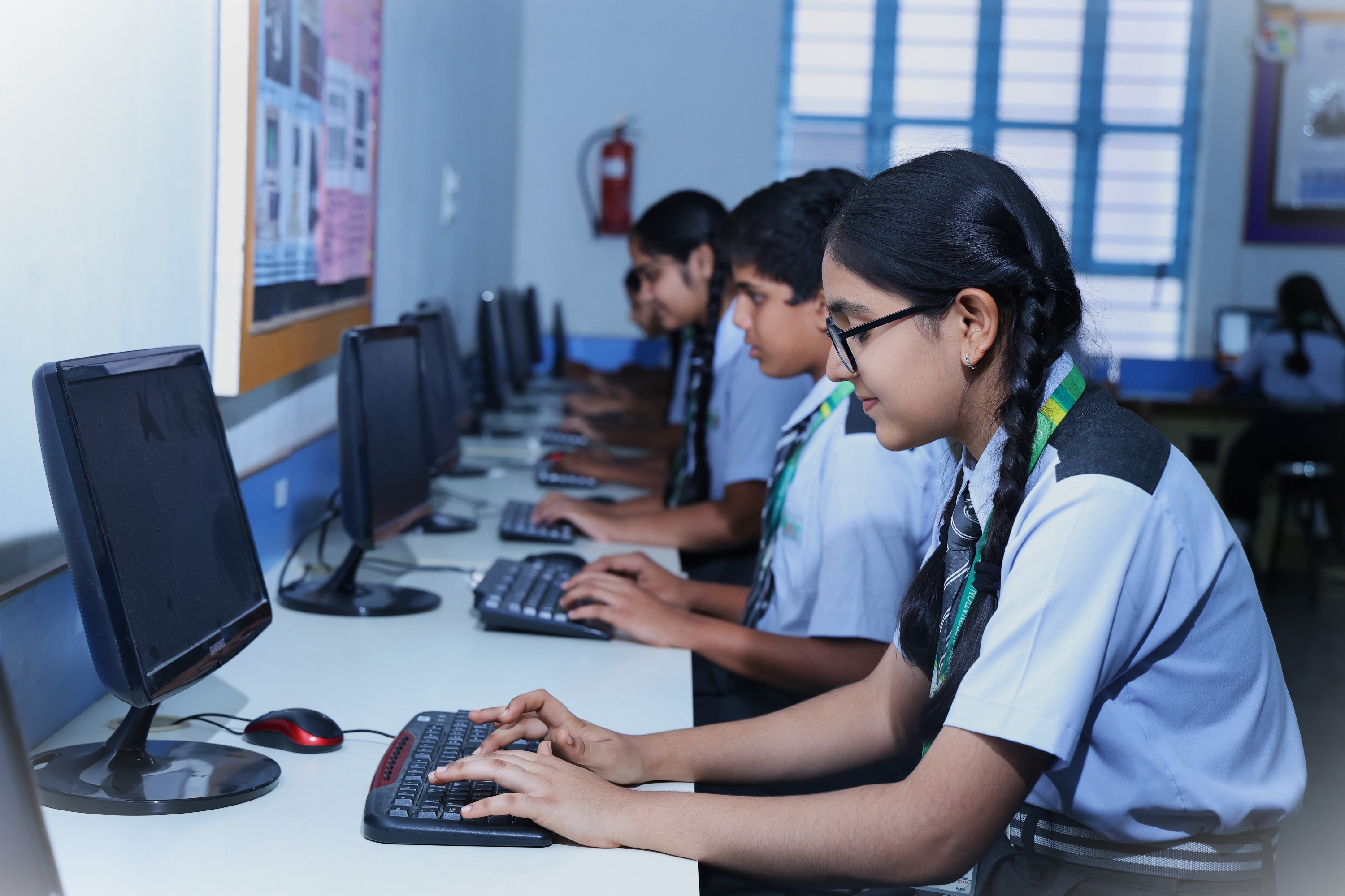 Students using technology in classroom