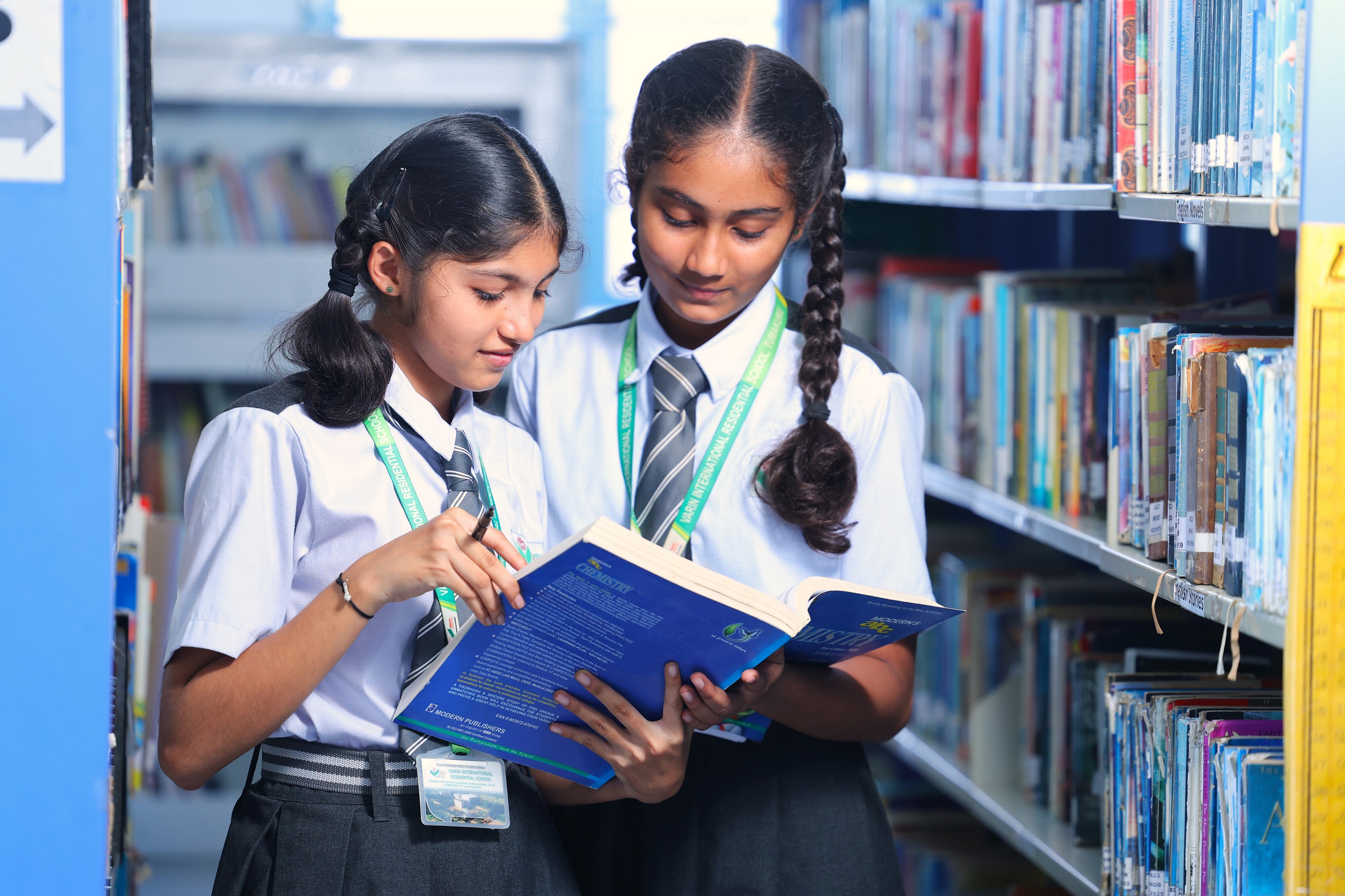 School library with shelves of books